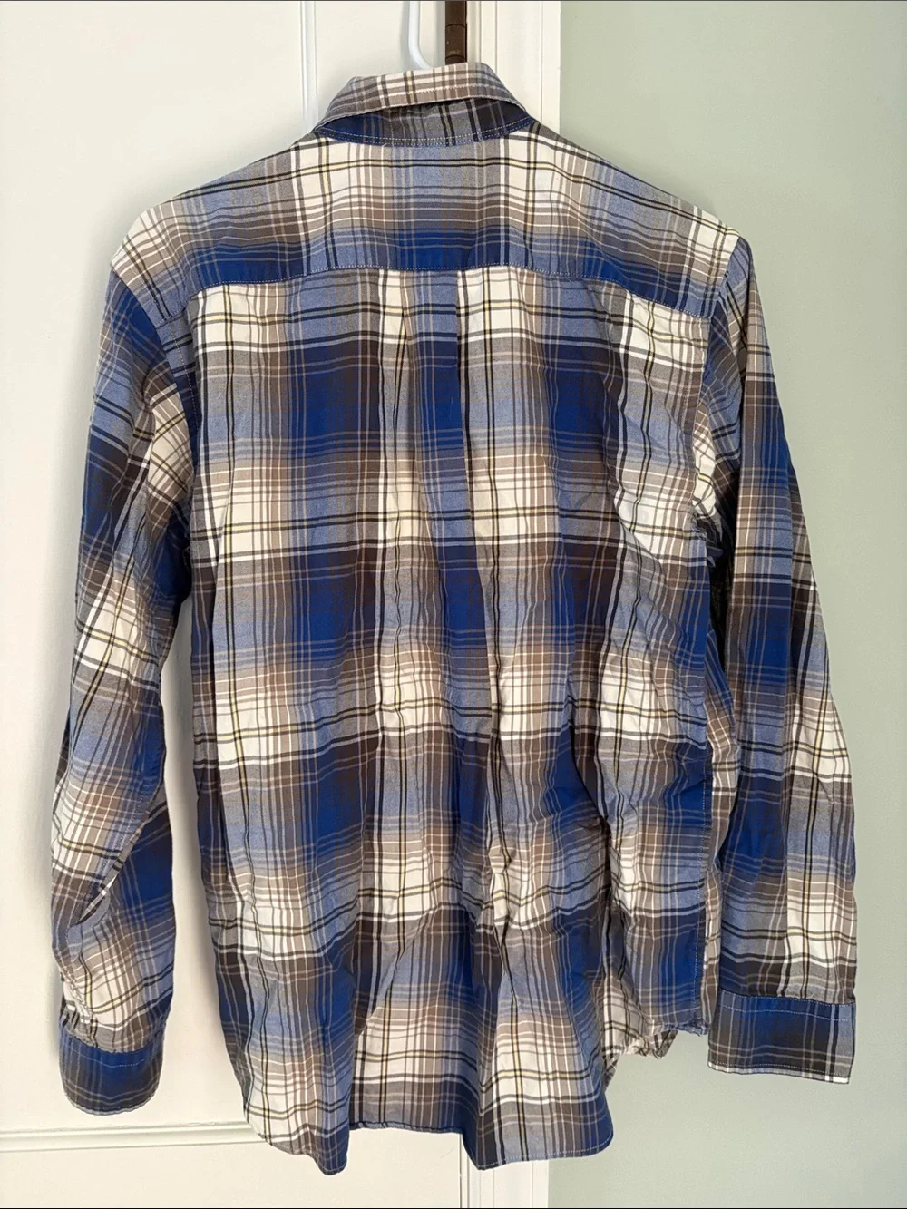 Ralph Lauren Blue White Plaid Button-Down Shirt Boy Size XL 18-20